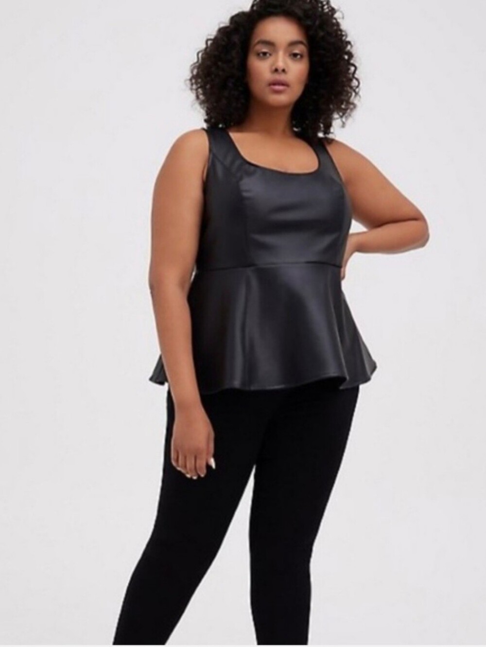 Torrid‎ Women’s Black Faux Leather Sleeveless Peplum Top Size 2 2x Goth Punk